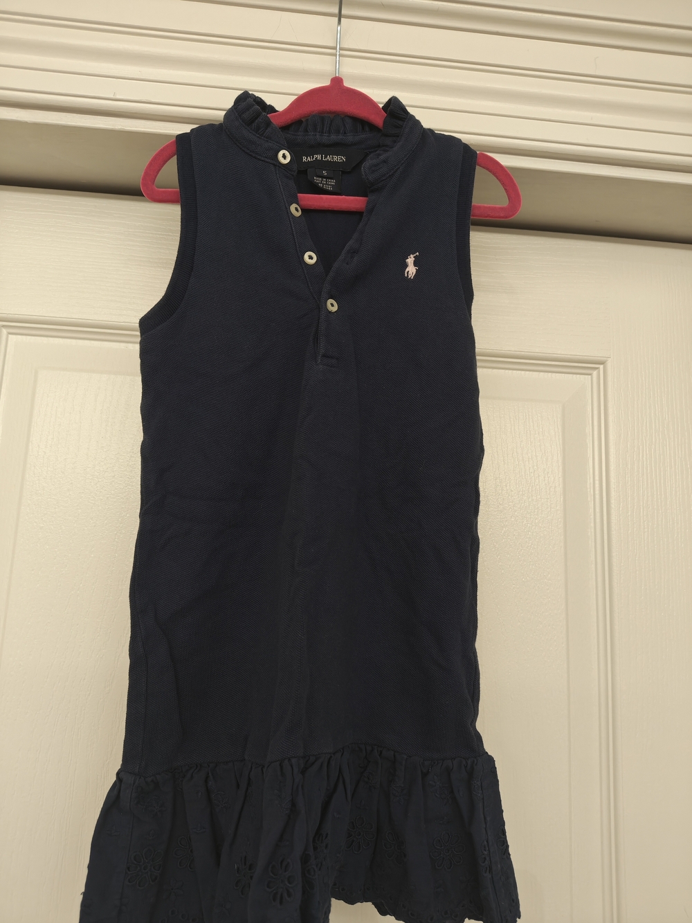 Ralph Lauren Navy Sleeveless Polo Dress with Pink Logo